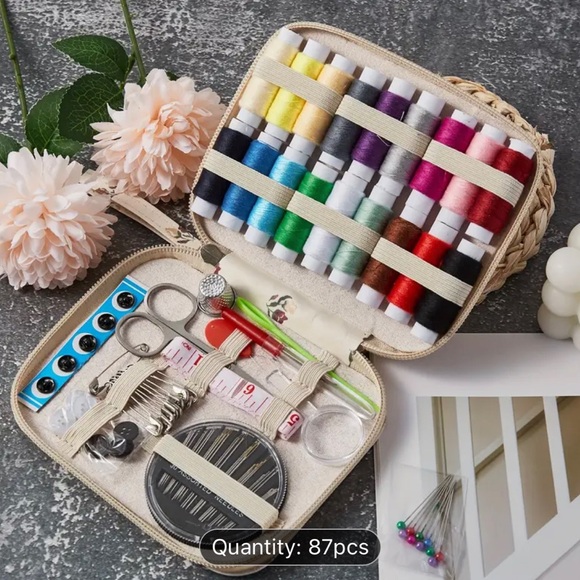 87-Piece Premium Sewing Kit with Elegant Floral Pattern - Picture 2 of 2